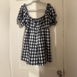 Day + moon navy  and White Checkered romper